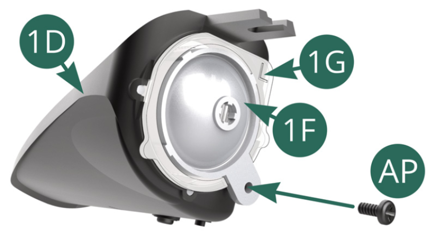 Secure the assembly with an AP screw. 