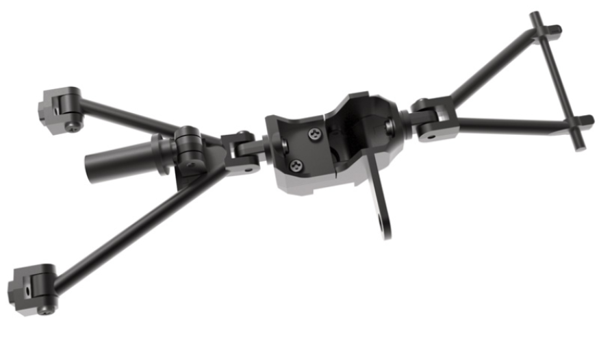 Pre-assembly of the front left suspension in unfolded position 