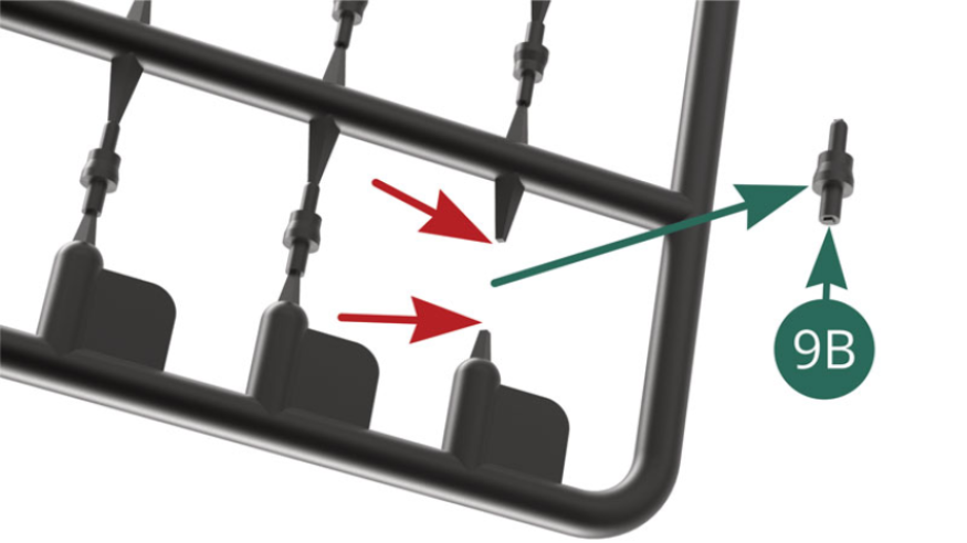 Detach twelve spark plugs 9B from the support using the pliers and tweezers, then position them on the right cylinder head 9A (illustrations below). 