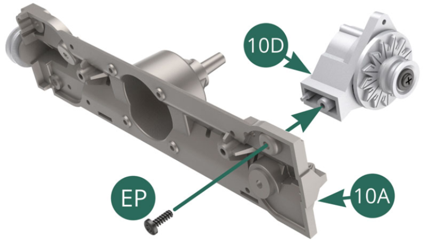 Position the 10D generators at the ends of the 10A crankcase top and secure them with an EP screw (illustrations below).