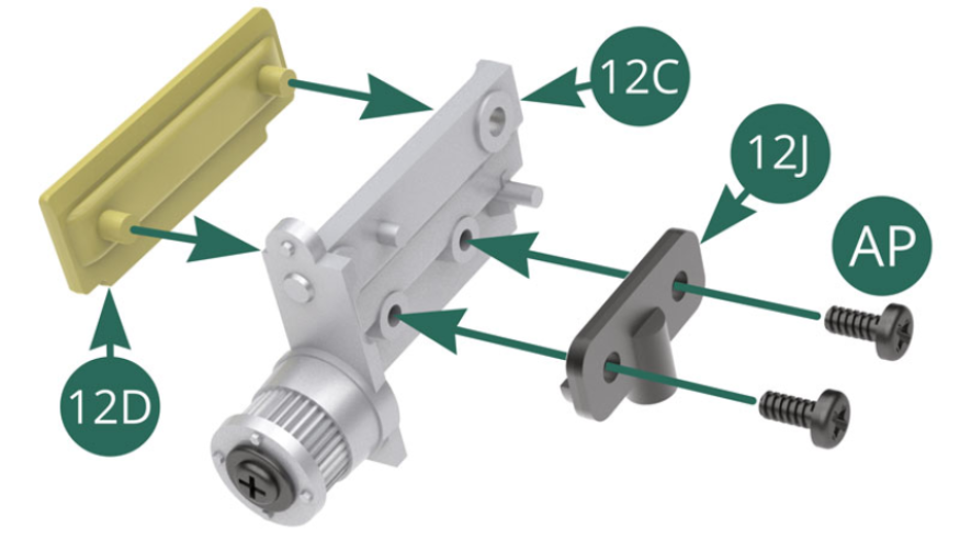 Position connector 12J on compressor 12C and secure it with two AP screws.Position the side cover 12D on the compressor 12C. 