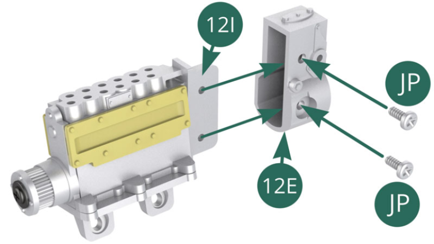 Position the compressor housing 12E on the outer body of the compressor 12I and secure it with two silver JP screws. 