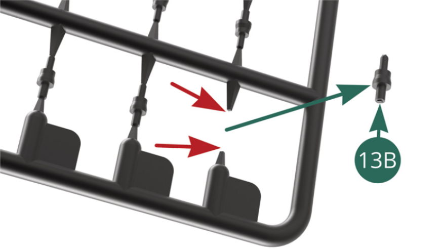 Detach twelve spark plugs 13B from the support using the pliers and tweezers, then position them on the left cylinder head 13A (illustrations opposite).