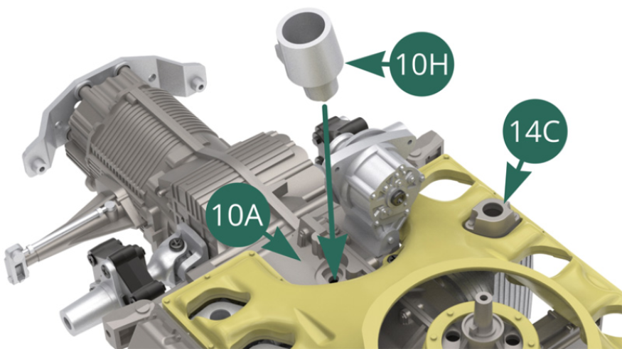 Position a 10H distributor base on top of the 10A crankcase. 