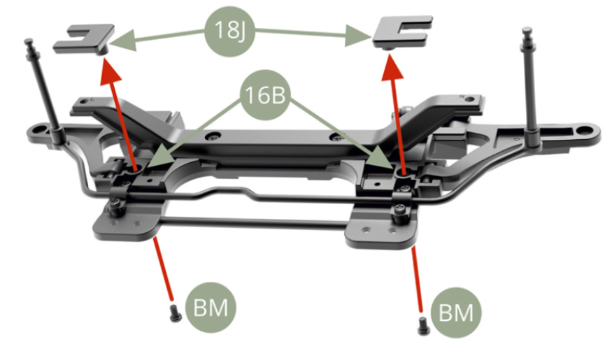 Fit two 18J Clamps to 16B Subframe and fix with two BM screws.