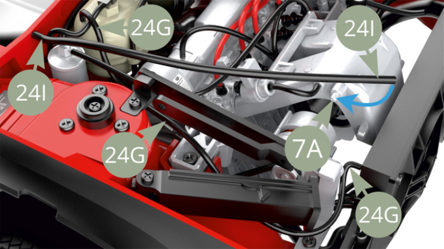Fit 24I Engine wiring loom to 7A Intake manifold nozzle.