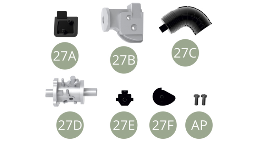 27A Air flow meter cap27B Air flow meter 27C Air duct27D Throttle body27E Throttle position sensor27F Throttle command linkAP M 1,7 x 4 mm (x 2)