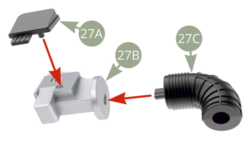 Fit 27A Air flow meter cap and 27C Air duct to 27B Air flow meter.