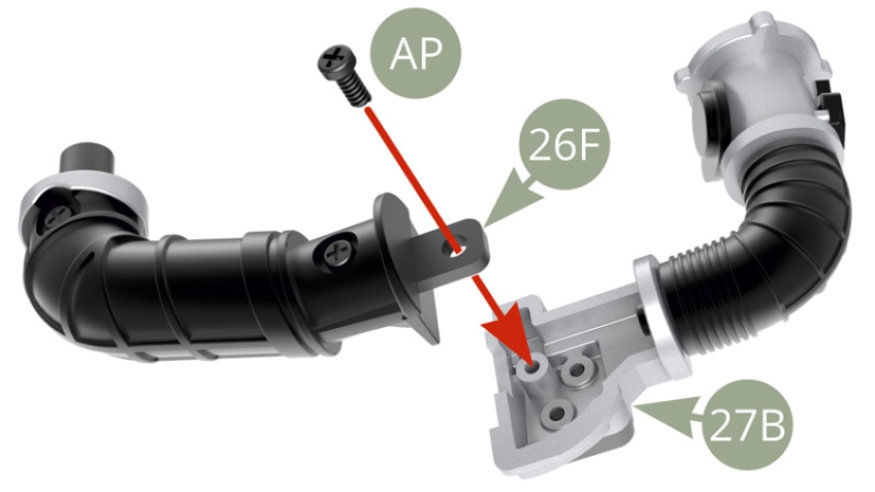 Connect 26F Air duct to 27B Air flow meter and fix with AP screw.