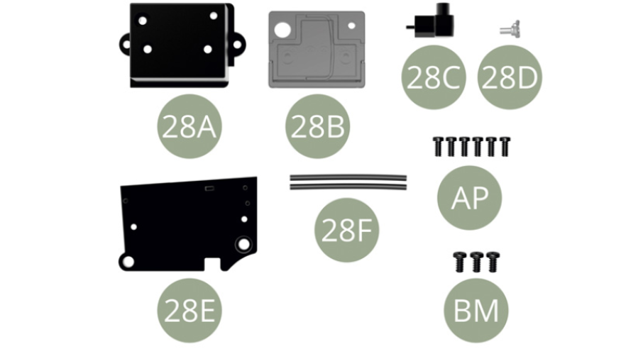 28A Battery28B Battery top28C Ground terminal28D Positive terminal28E Battery tray 28F Battery cable ( x2)AP 1,7 x 4 mm (x 6)BM M 2,0 x 4 mm (x 3)