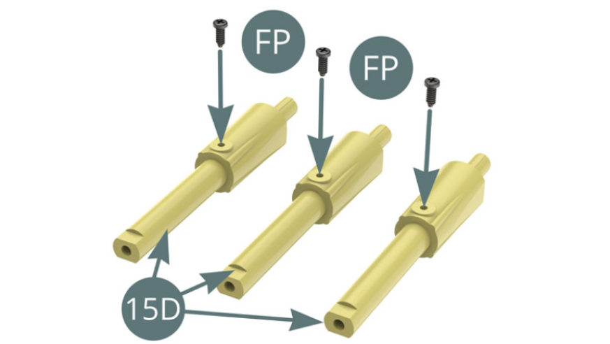 Fit three FP screws to three 15D Intake trumpets.