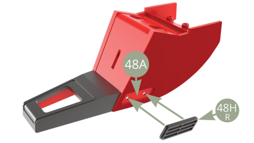 Fit 48H ( R ) Right vent grid to 48A Centre console right side.