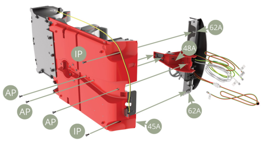 Fit 45A Saloon floor to 48A Centre console with 62A Facia panel and fix respectively with three and two AP screws.