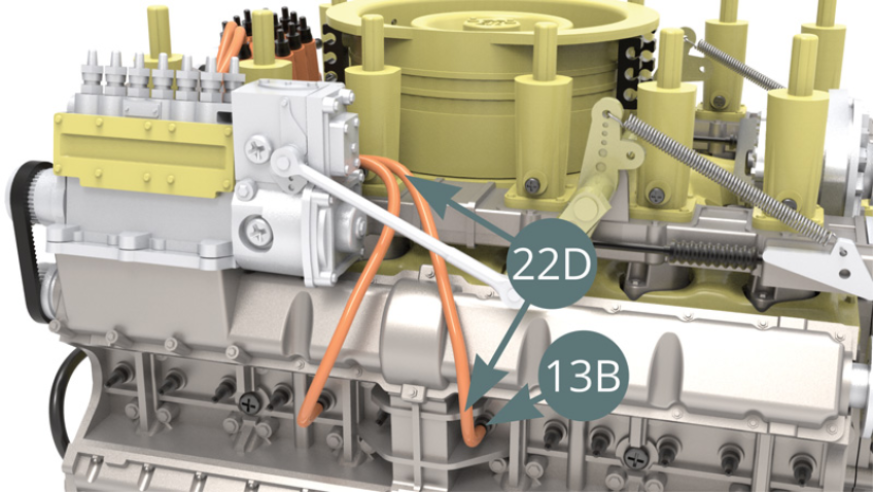 Cut a second ignition wire of 10 cm long from the Ignition wire roll (22D), connect it to the next Spark plug (13B) - illustration below - and to the Connector (22C) – illustration below.