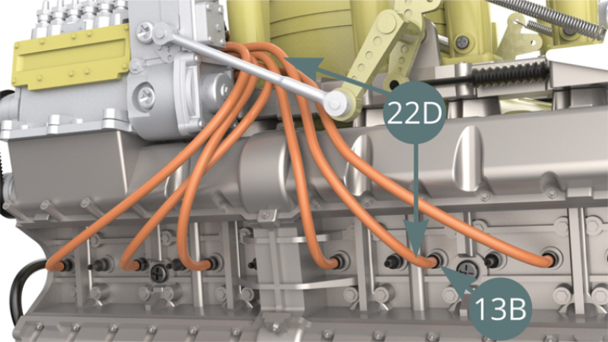 Cut a sixth ignition wire of 12 cm long from the Ignition wire roll (22D), then connect it to the following Spark plug (13B) - illustrations below - and to the Connector (22C) - illustrations below.