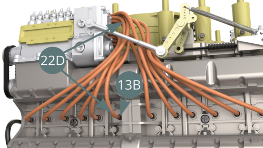 Cut a twelfth ignition wire of 10.5 cm long from the Ignition wire roll (22D), then connect it to the following Spark plug (13B) - illustrations below - and to the Connector (22C) - illustrations below.