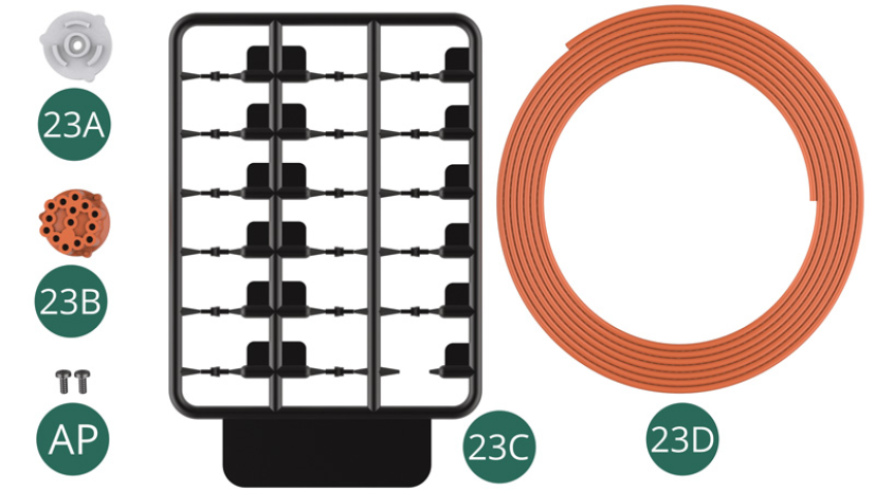 23A Igniter 23B Igniter head 23C Ignition wire connector (x 17) / Plastic frame23D Ignition wire (x 12) - on a rollAP Screw M 1.7 x 4 mm (x 2)