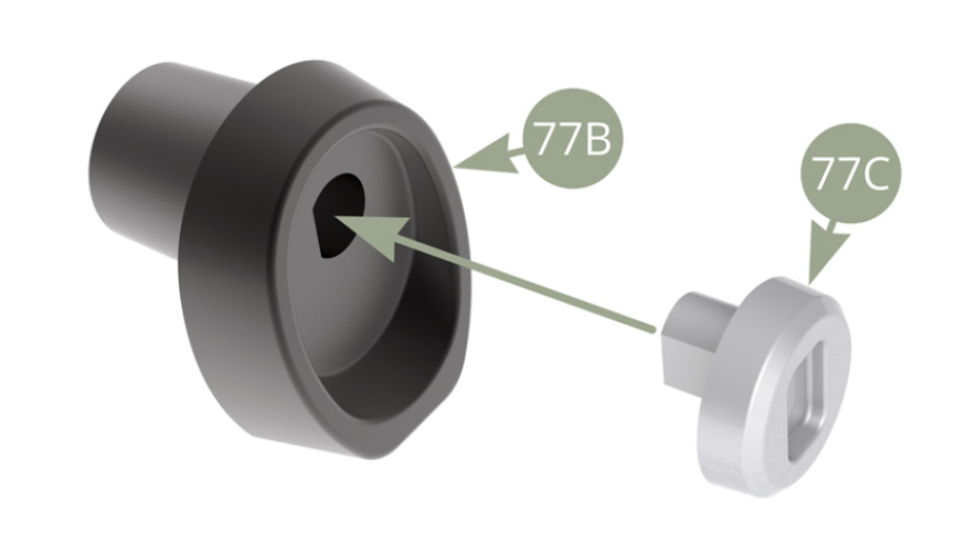 Fit 77C Lock button to 77B Tailgate lock