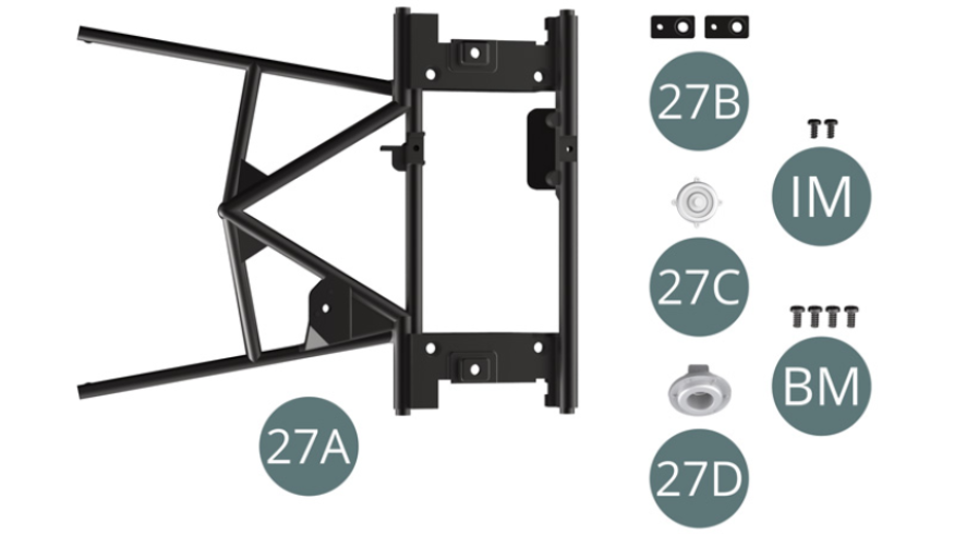27A Dashboard Frame27B Bracket (x 2)27C Windscreen wiper control 27D HornIM Screw M 1.7 x 3.5 mm (x 2)BM Screw M 2 x 4 mm (x 4)