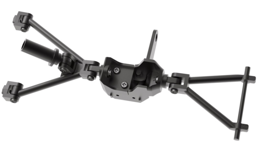 Pre-assembly of the right front suspension in unfolded position