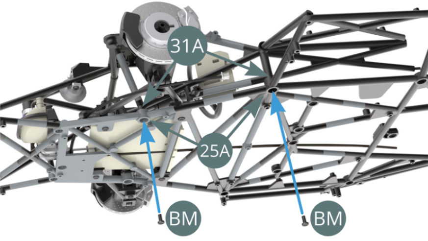 Attach 31A chassis to 25A bottom chassis with two BM screws.