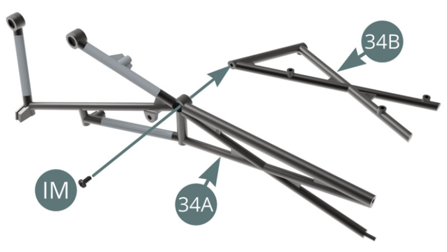 Assembly of the cockpit tubular mesh to the frame - Elements 34C, 34D and 34E will be used in future assemblies