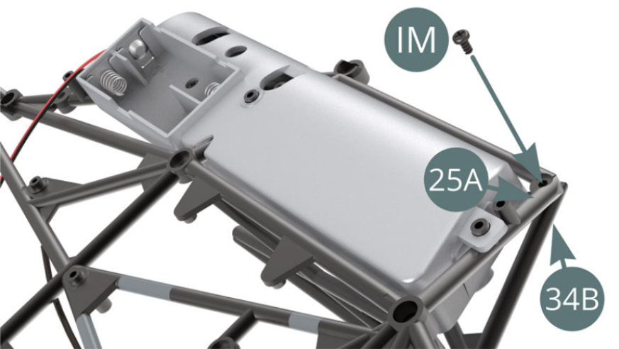 Attach the chassis (34B)  to the lower frame (25A) with two IM screws.