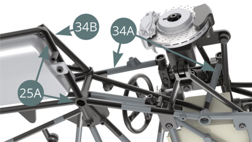 The assembly of the pre-assembled frame (34A-34B) on the lower frame (25A) is completed