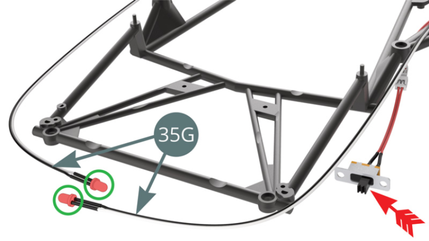  After having tested the operation of all the lights, turn the switch (33D) to the ‘off’ position (red arrow).
