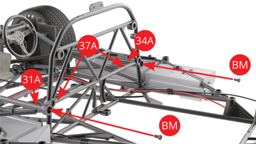 Fix 37A Cockpit partition frame to 31A Left and 34A Right Side frames with two BM screws.