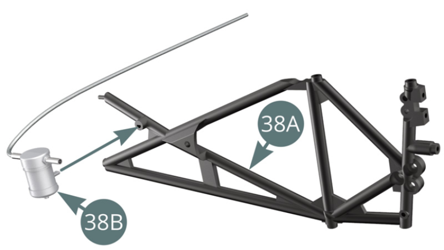 Fit  Fuel filter (38B) to Left side frame  (38A).