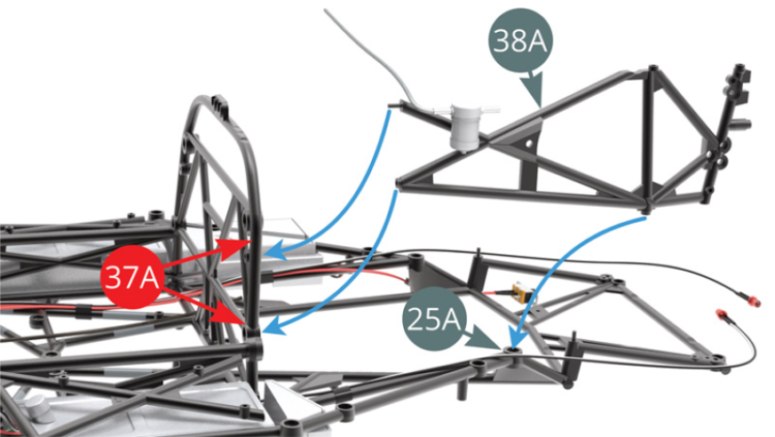 Fit 38A Left side frame (38A) to Cockpit partition frame (37A) and Chassis frame (25A) .