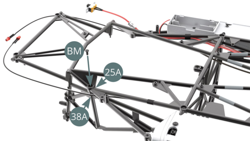 Fix Left side frame (38A) to  Chassis frame (25A) with BM screw.