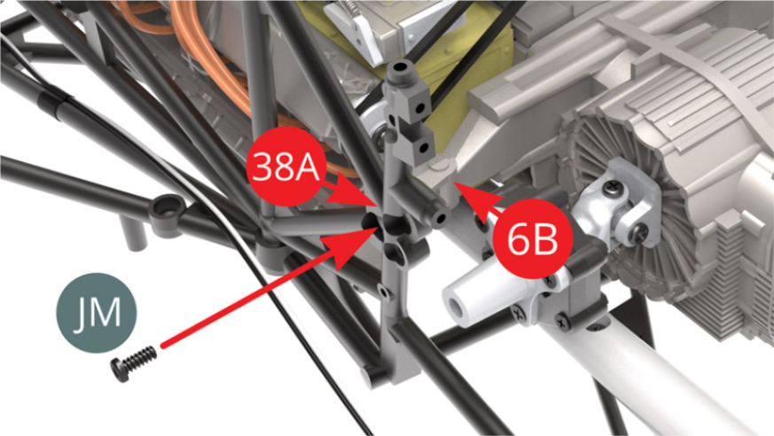 Upturn Chassis with Engine and fix Front Engine cover (8A) to  Engine front  (25A) mount with JM screw .