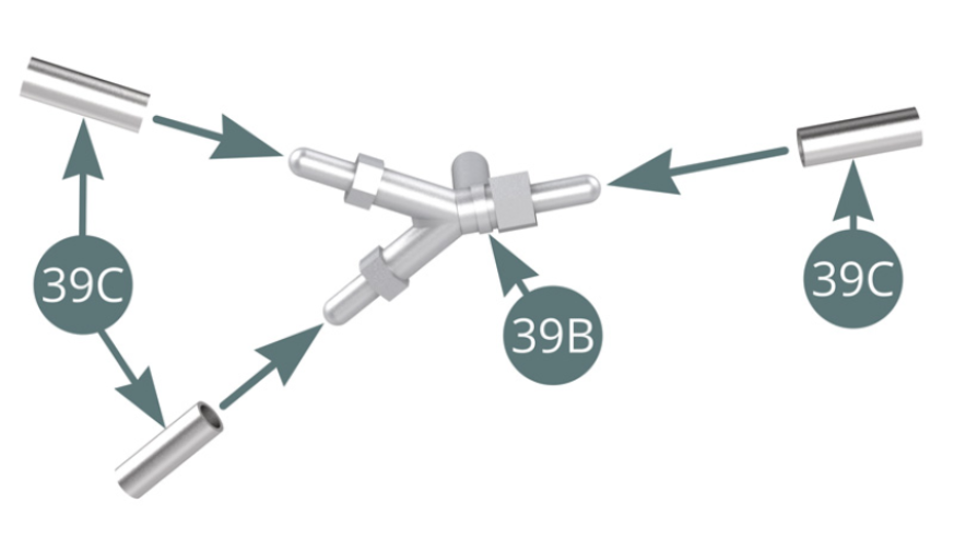 Fit three Connectors (39C) to Hose manifold (39B) .