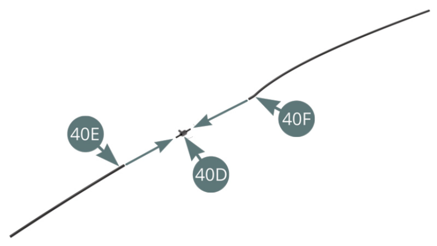 Fit Brake lines (40E & 40F) to Connector (40D). Fit Connector (40D) to 39A Right side frame bar (39A) - upper and two lower illustrations.