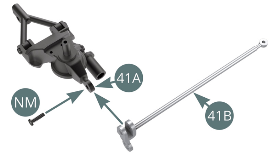 Fit Radius arm (41B) with upper link to Left rear upright (41A) and fix with NM screw (upper and lower illustrations)