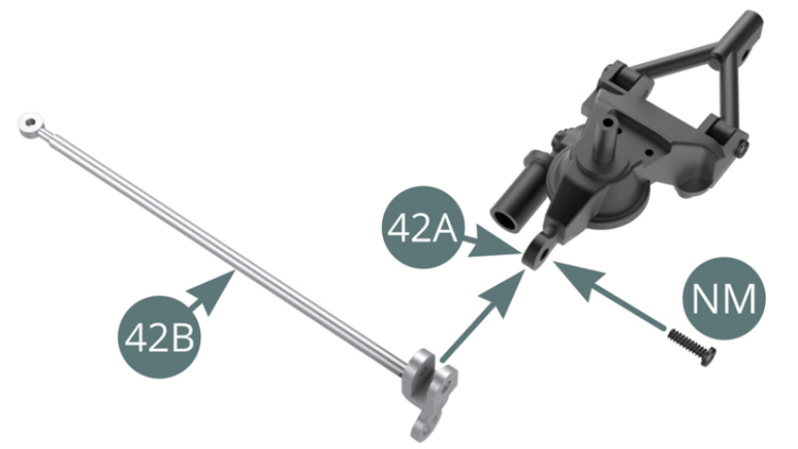 Fit Radius arm (42B) with upper link to Right rear upright (42A) and fix with NM screw (upper and lower illustrations).