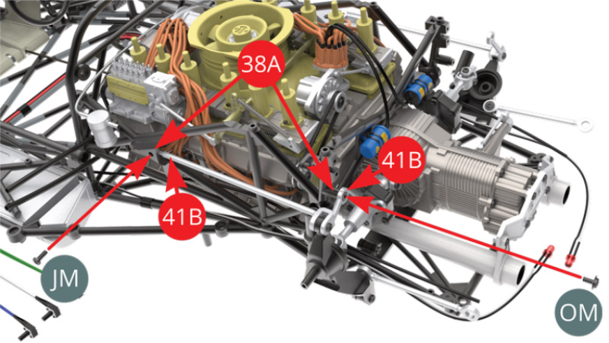 Fix Radius arm (41B) with upper link to Left side frame (38A) with JM and OM screws