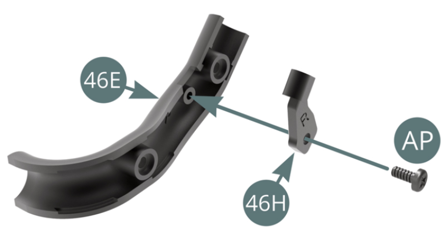 Position the Bracket (46H) on the line (46E) and secure it with an AP screw.
