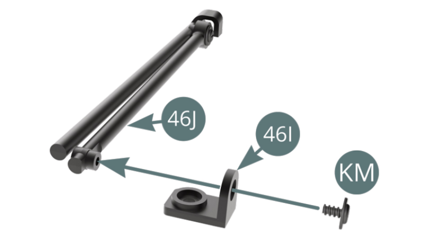 Position the Bracket (46I) on the Bonnet lift arm (46J) and secure with a KM screw.