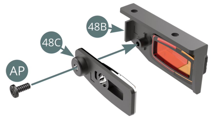 Position the Reflector (48C) on the Left tail light housing (48B) and secure it with an AP screw.