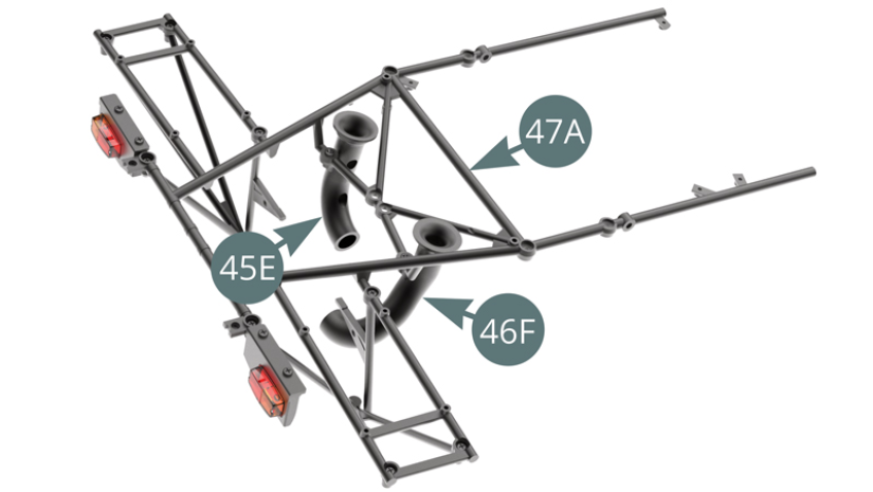 The upper frame (47A) is ready to be installed on the main frame.