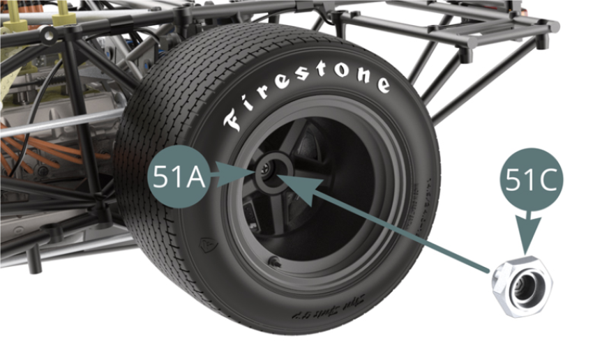Position the hub cover (51C) on the outer rim (51A).