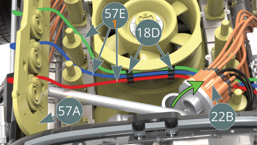 Follow the flow sequence as indicated by the red, blue and green wires.