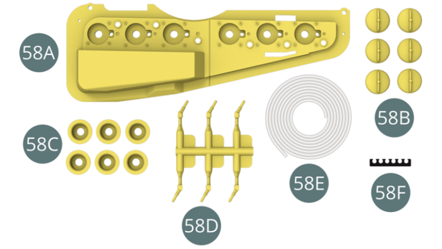 58A Trumpet panel left58B Trumpet cover (x 6)58C Trumpet neck (x 6)58D Intake nozzle58E Fuel line