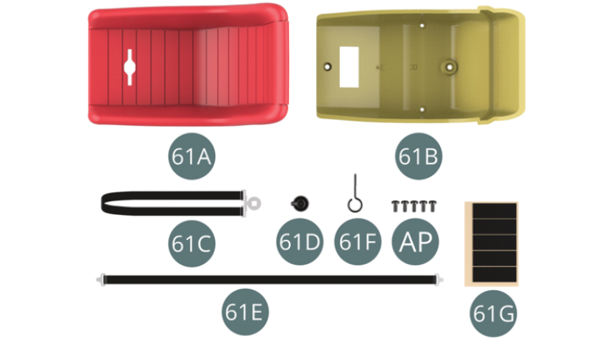 61A Driver's seat upholstery61B Driver's seat61C Lower safety belt61D Buckle lock 61E Upper safety belt61F Seat adjustment lever61G Adhesive tape ( x5 )AP screw M 1.7 x 4 mm screw (x 5)
