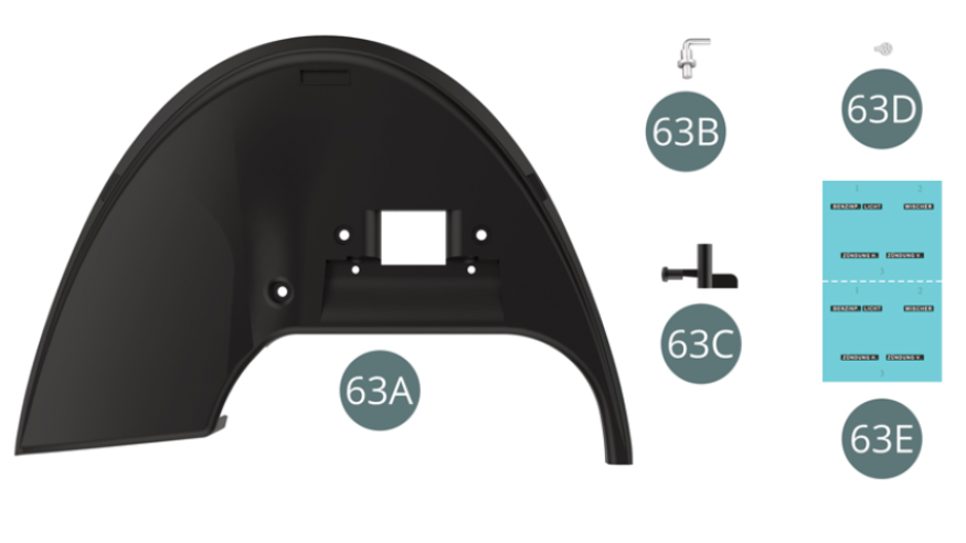 63A Dashboard 63B Lever 63C Starter switch 63D Ignition key 63E Dashboard decal ( x2 )