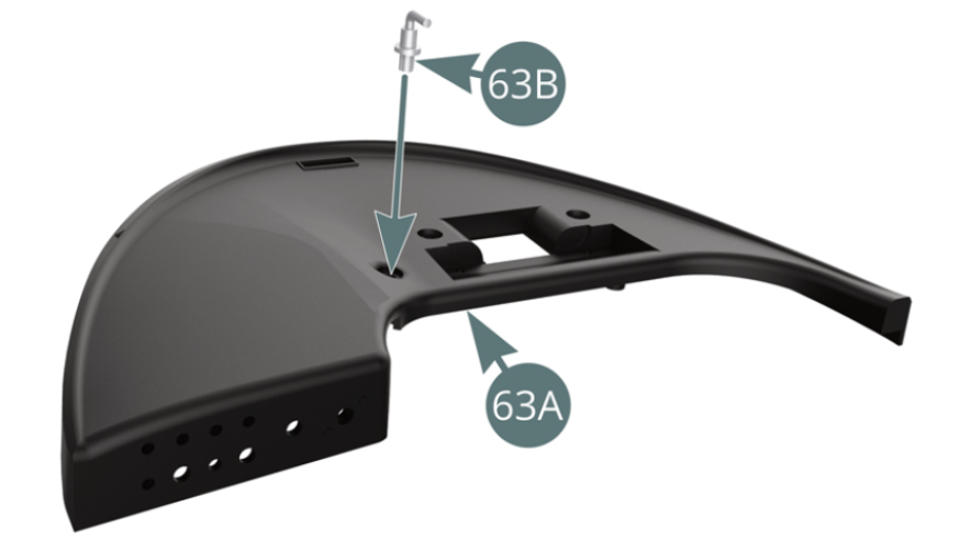 Fit the lever (63B) to the dashboard (63A). Detach the starter switch (63C) from its support.