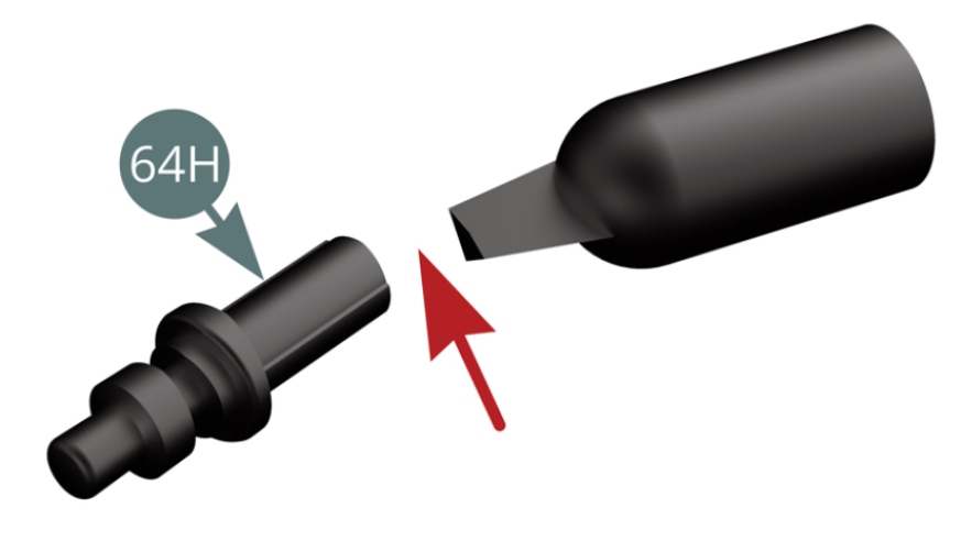 Detach the Interrupters (64H & 64G) from the sprue. Install the Interrupters (64H & 64G) into the switch panel (64F).